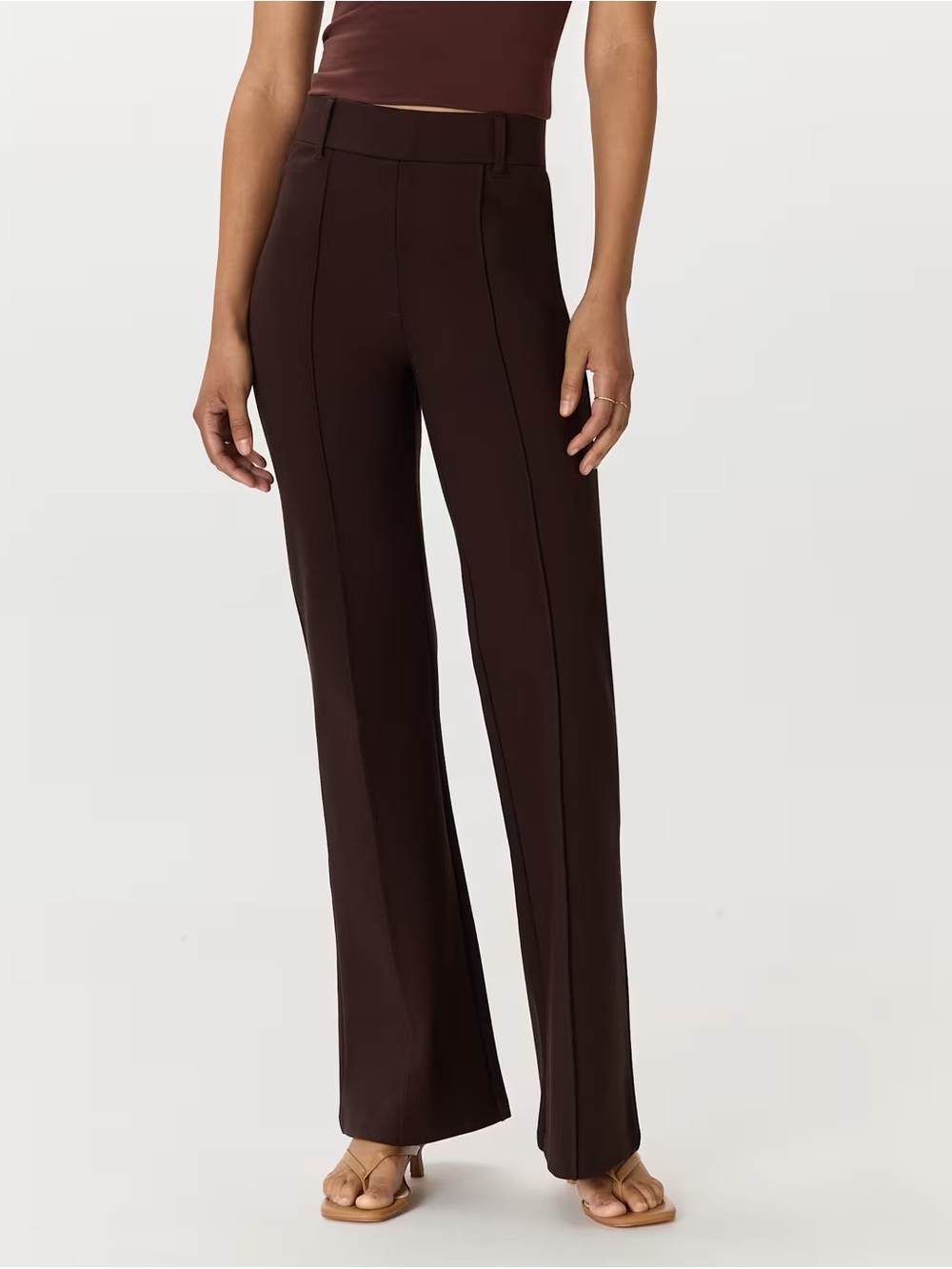 Quince Chocolate Brown Boot-Cut Trousers
